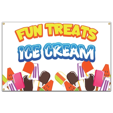 Signmission Fun Treats Ice Cream Banner Concession Stand Food Truck Single Sided B-Fun Treats Ice Cream19